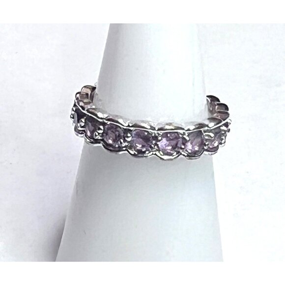 Ring Bomb Party Ring, size 6, clear like lavender stones silver color band - Picture 3 of 4